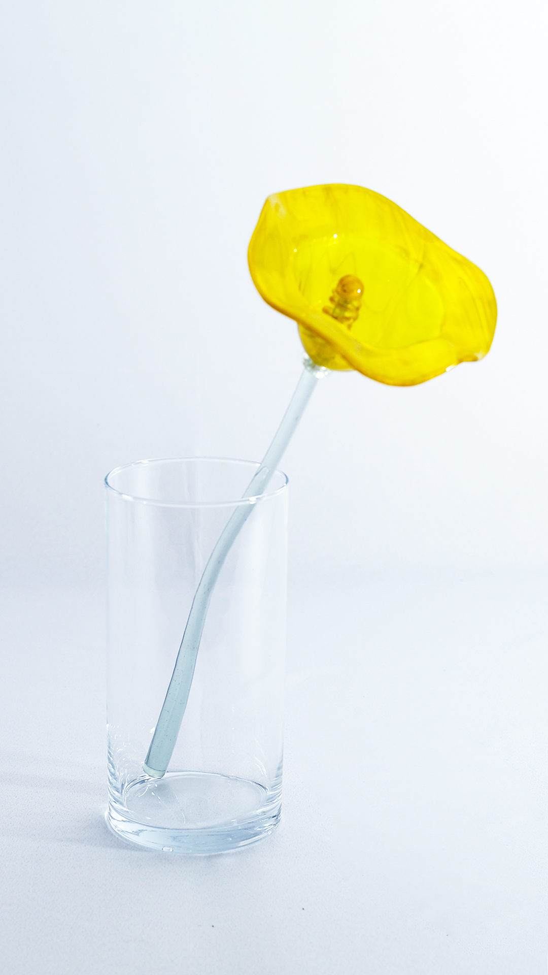 ESCULTURA FLOR EM CRISTAL COM HASTE LONGA